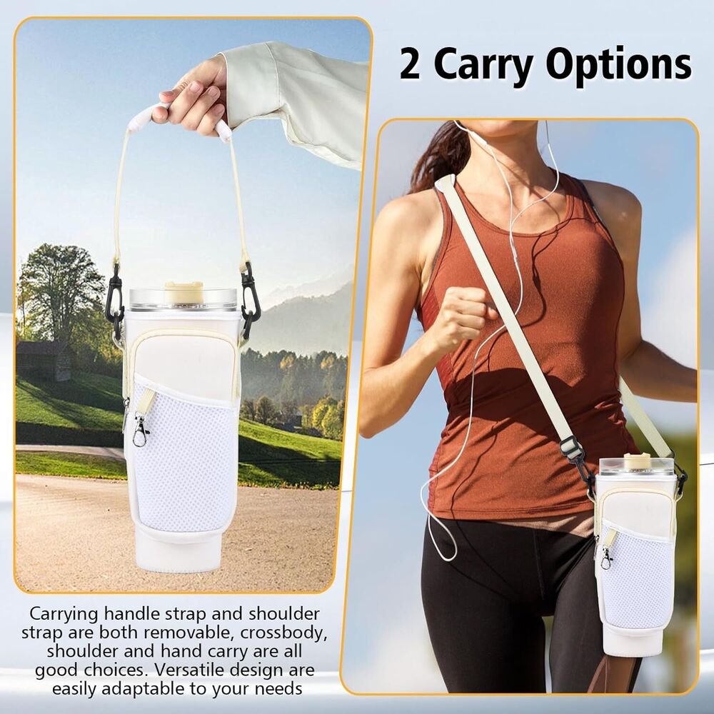 Water‎ Bottle Carrier for Stanley 40oz – Neoprene Bag with Strap & Handle - Picture 4 of 7